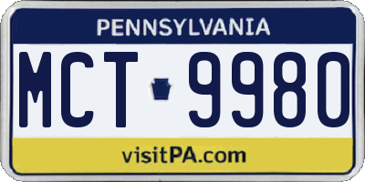 PA license plate MCT9980