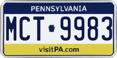 PA license plate MCT9983