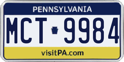 PA license plate MCT9984