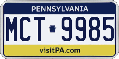 PA license plate MCT9985