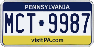 PA license plate MCT9987