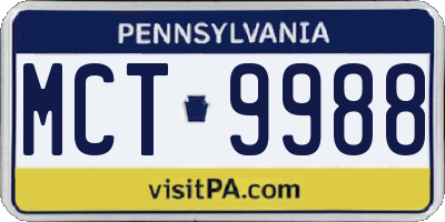 PA license plate MCT9988