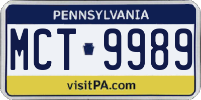 PA license plate MCT9989