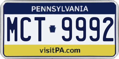 PA license plate MCT9992