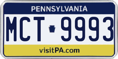 PA license plate MCT9993