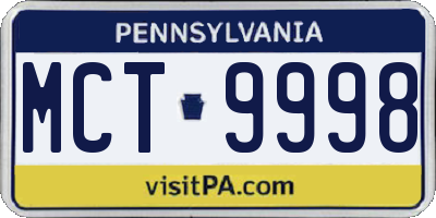 PA license plate MCT9998