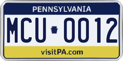 PA license plate MCU0012