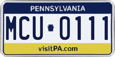 PA license plate MCU0111
