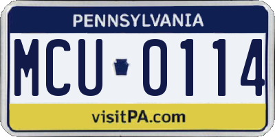 PA license plate MCU0114