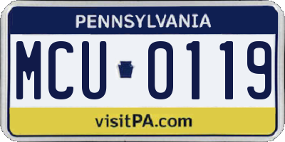 PA license plate MCU0119