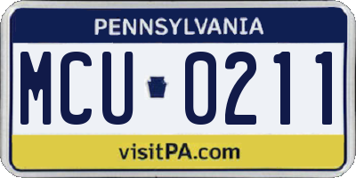 PA license plate MCU0211