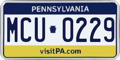PA license plate MCU0229