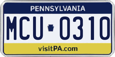 PA license plate MCU0310