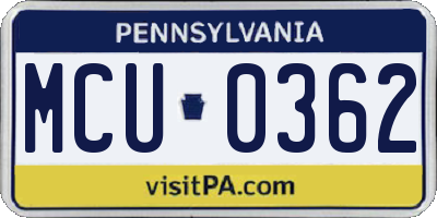 PA license plate MCU0362
