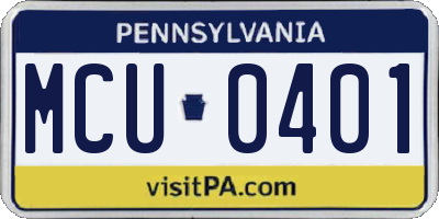 PA license plate MCU0401