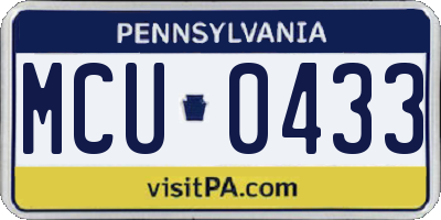 PA license plate MCU0433