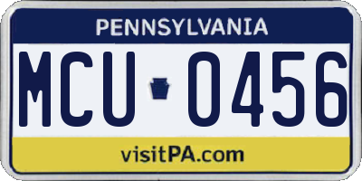 PA license plate MCU0456