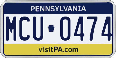 PA license plate MCU0474