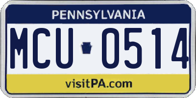 PA license plate MCU0514