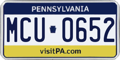 PA license plate MCU0652