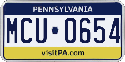 PA license plate MCU0654