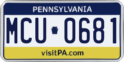 PA license plate MCU0681