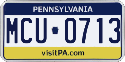 PA license plate MCU0713