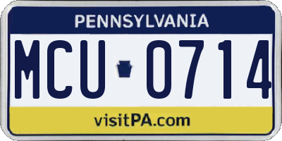 PA license plate MCU0714