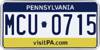 PA license plate MCU0715