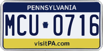 PA license plate MCU0716