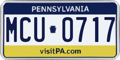 PA license plate MCU0717