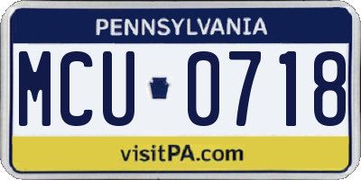 PA license plate MCU0718