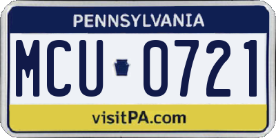 PA license plate MCU0721