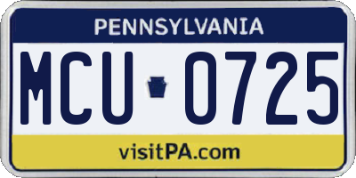 PA license plate MCU0725