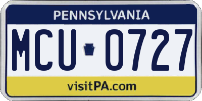 PA license plate MCU0727
