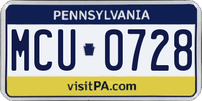 PA license plate MCU0728
