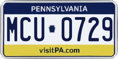 PA license plate MCU0729