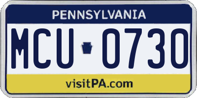 PA license plate MCU0730