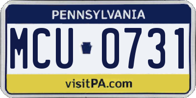 PA license plate MCU0731