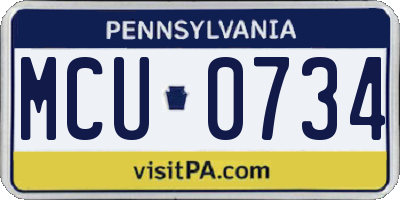 PA license plate MCU0734