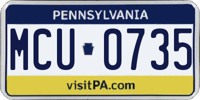 PA license plate MCU0735