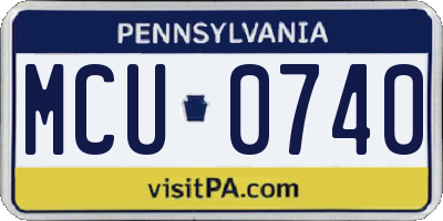 PA license plate MCU0740