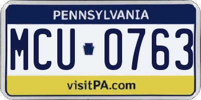 PA license plate MCU0763