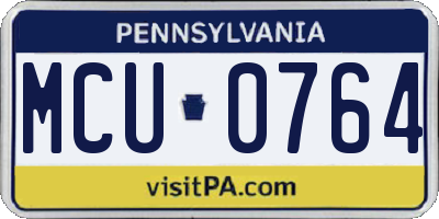 PA license plate MCU0764