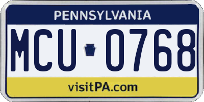 PA license plate MCU0768
