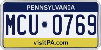 PA license plate MCU0769