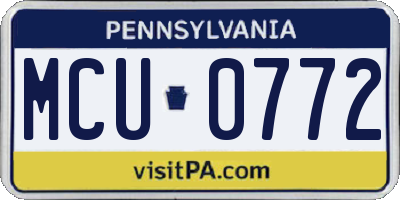 PA license plate MCU0772