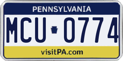 PA license plate MCU0774