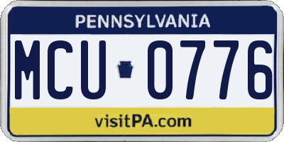 PA license plate MCU0776