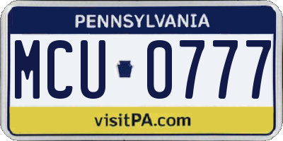 PA license plate MCU0777